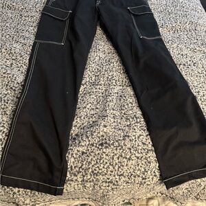 True Religion Black Cargo Pants with White Stitching